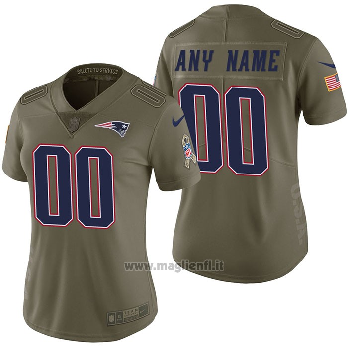 Maglia NFL Limited Donna New England Patriots Personalizzate 2017 Salute To Service Verde